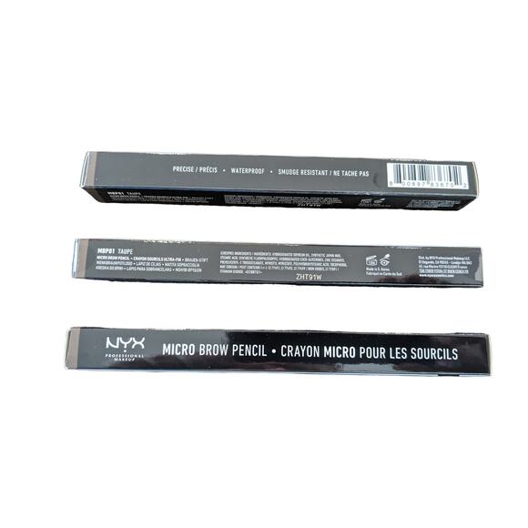 NYX Micro Eyebrow Pencil Taupe Set Of 3 MBp01 Crayon Waterproof Smudge Resistant - Picture 5 of 7